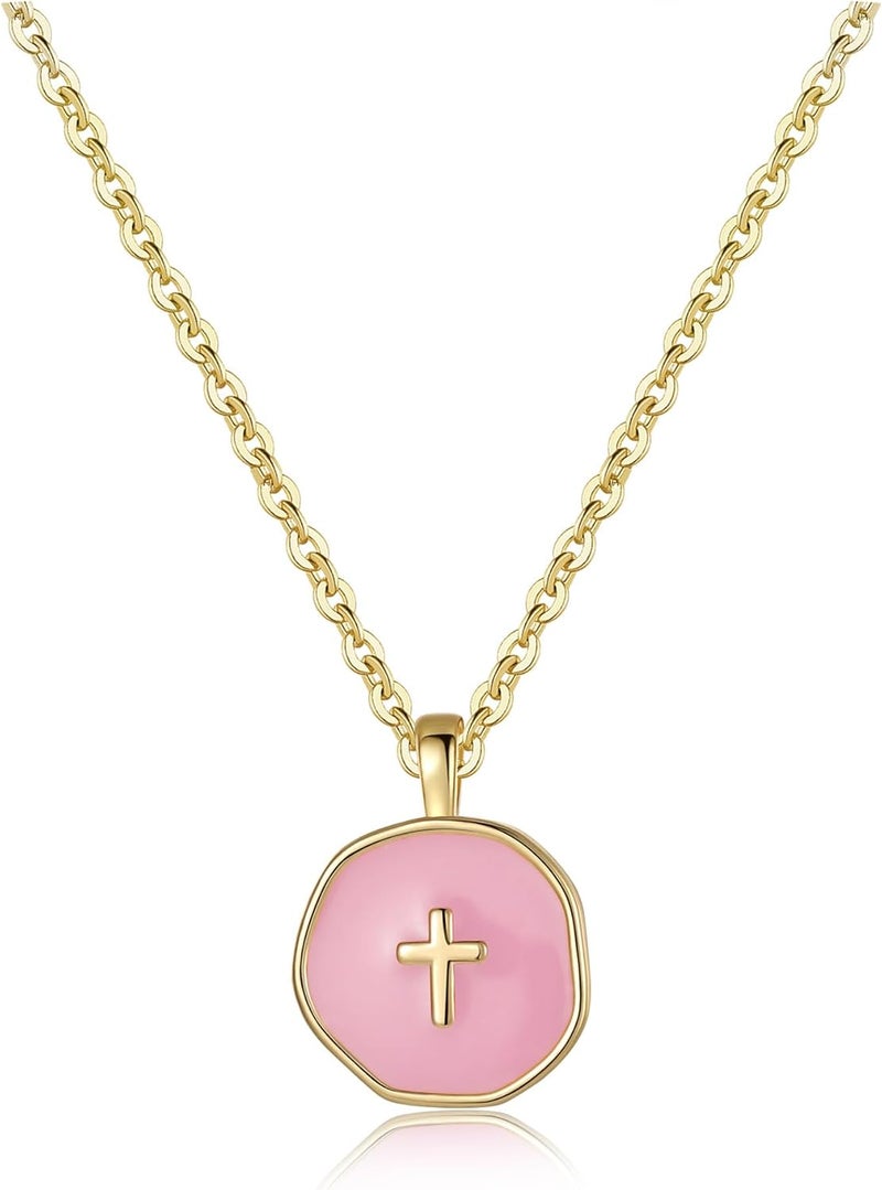 Drogomen Store Cute Small Cross Necklace, First Communion Baptism Decorations Party Favors Christian Religious Easter Jewelry Gifts for Daughter Granddaughter Niece - Image 1